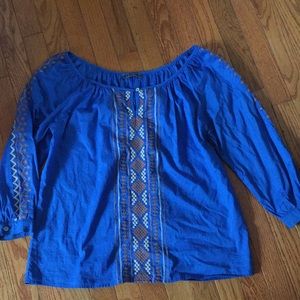 Embroidered blue blouse shirt by velvet